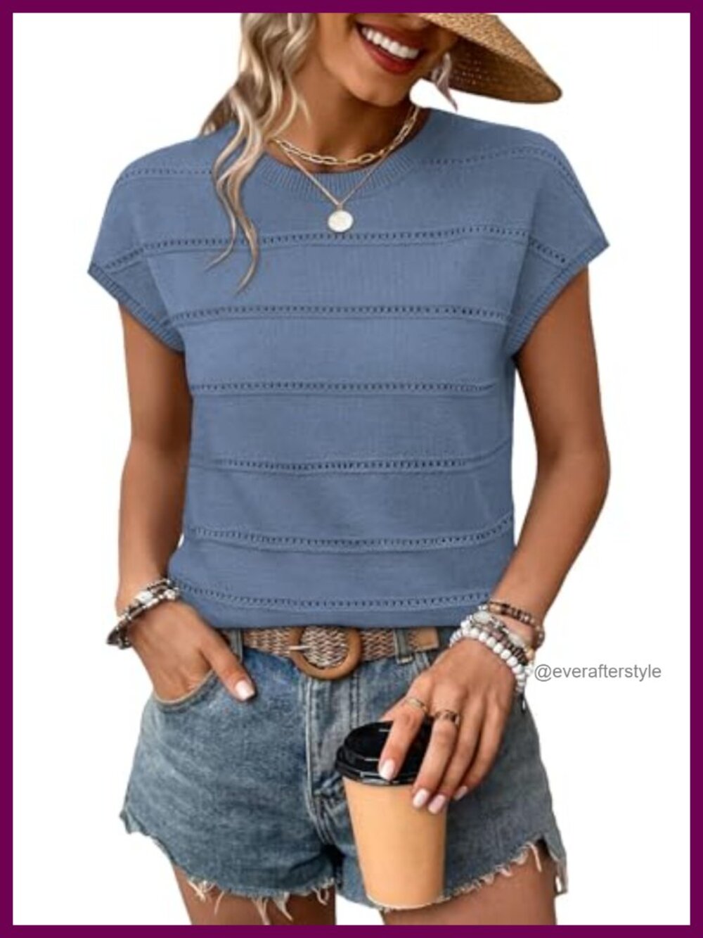 Womens Lightweight Knit Cap Sleeve Hollow Out Top 4-Season Versatile